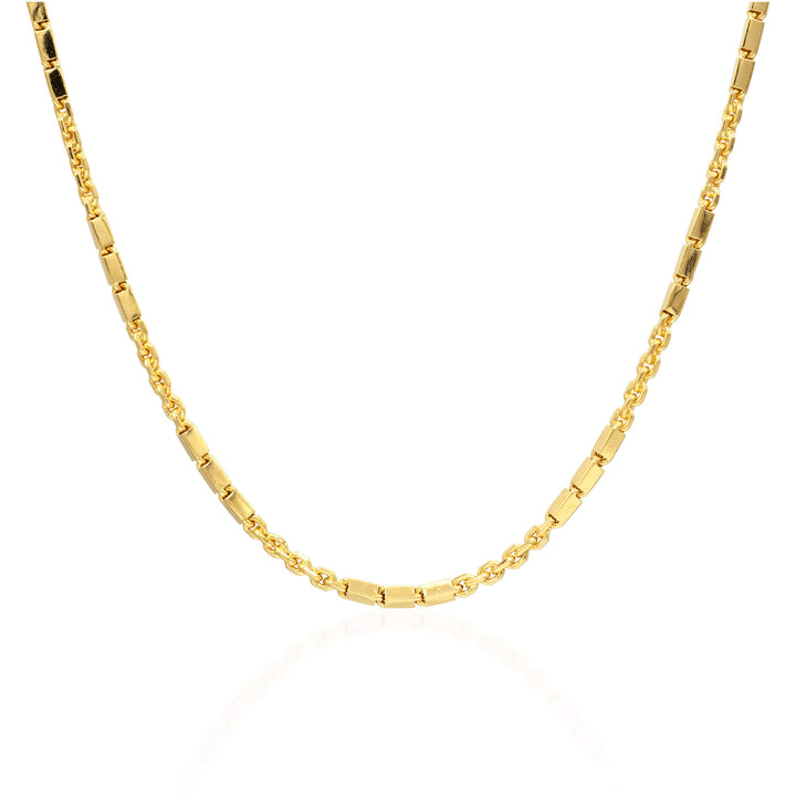 24k gold bar link anchor baht chain on a white background