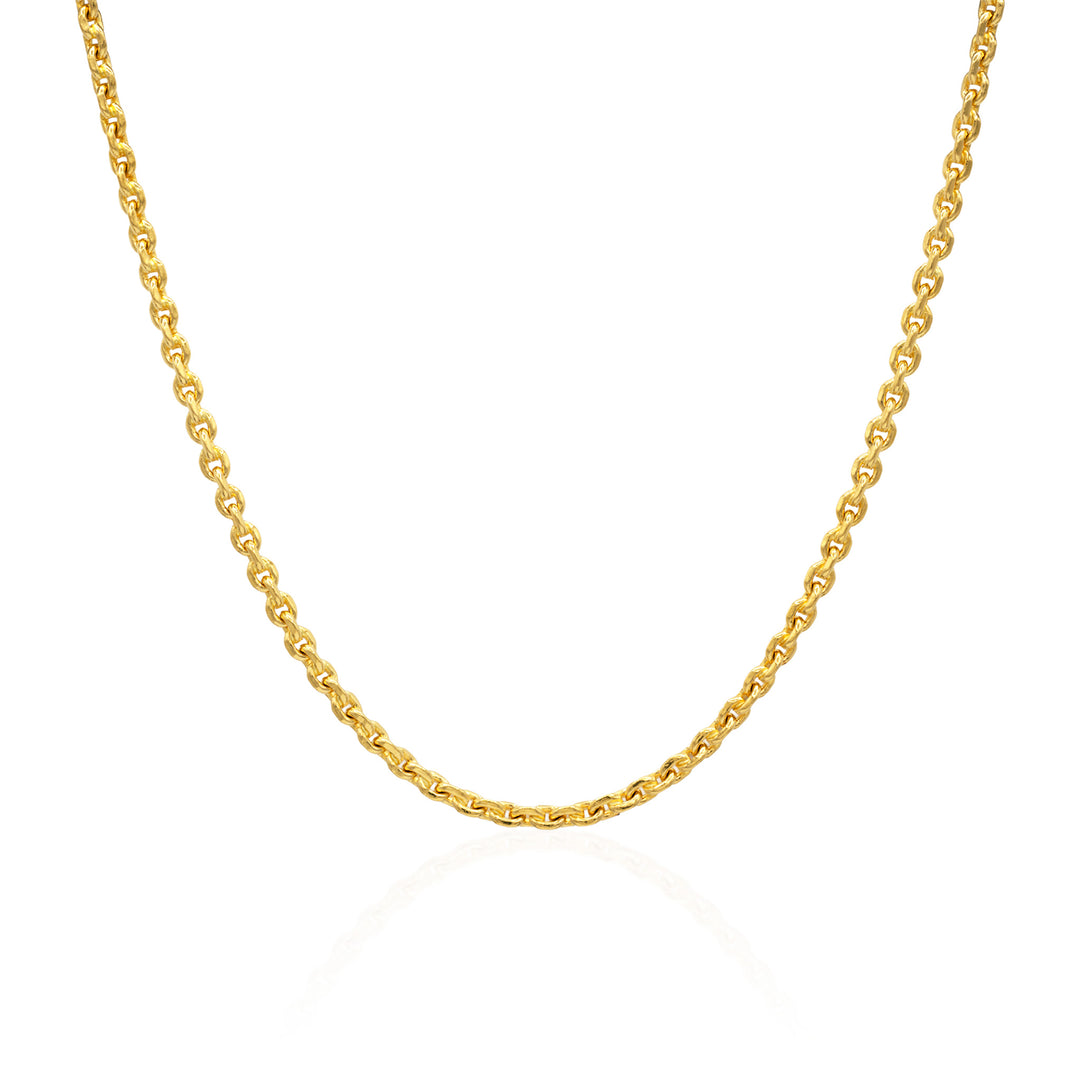 3.5mm 24k gold cable link chain necklace with classic oval links