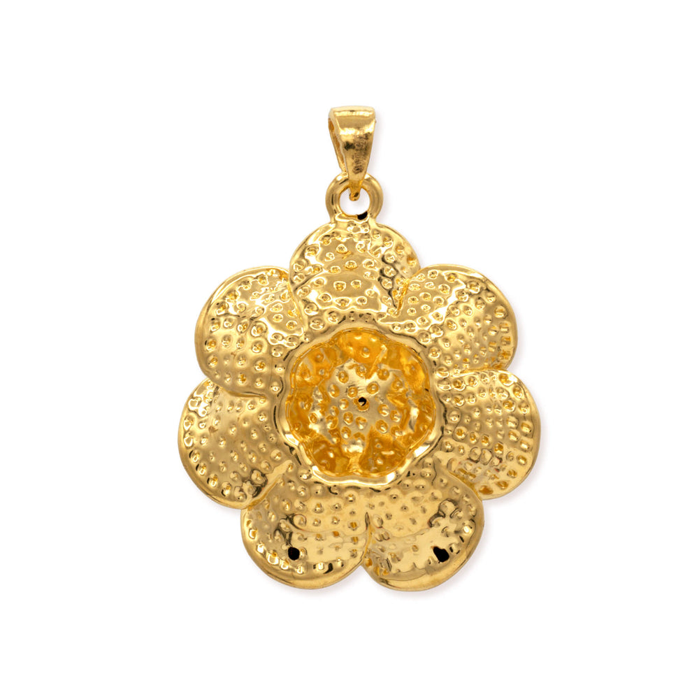 pure gold camellia flower back view on a white background