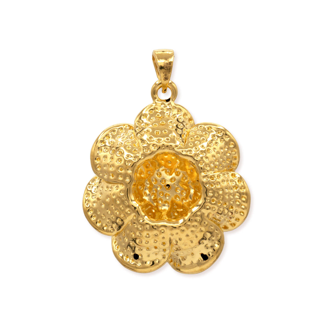 pure gold camellia flower back view on a white background