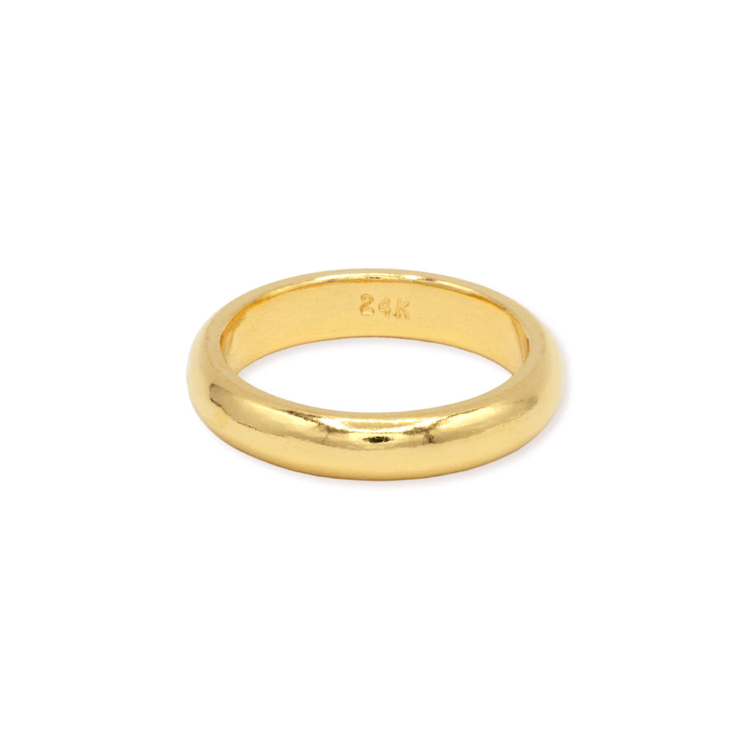 4mm 24K pure gold classic wedding band with high-polish finish
