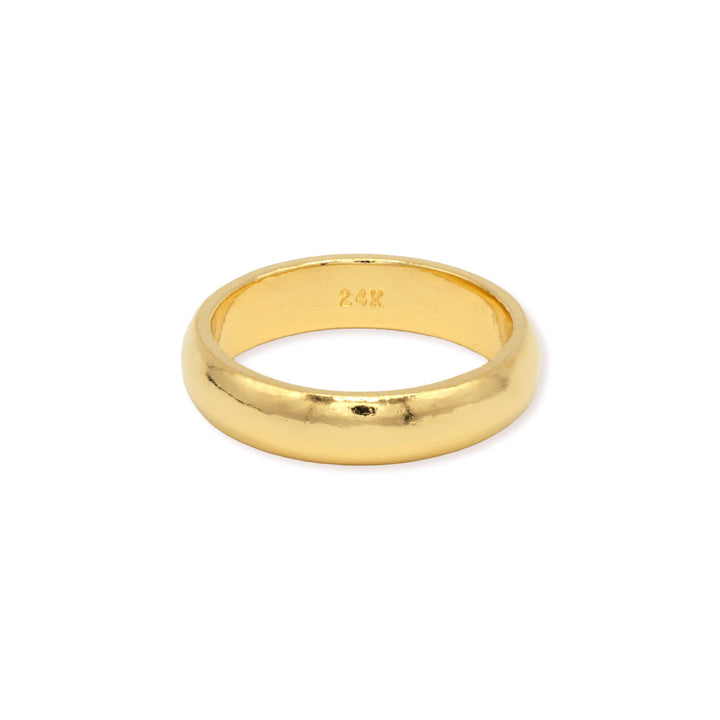 5mm 24K pure gold classic wedding band with high-polish finish