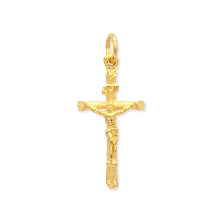 pure gold crucifix pendant front view on white background
