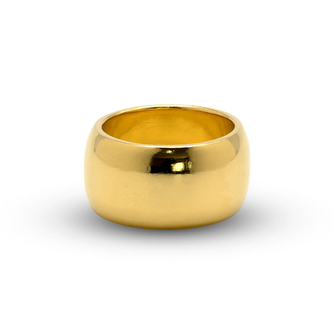 24k gold dome band 12mm wide 1 troy ounce laying flat