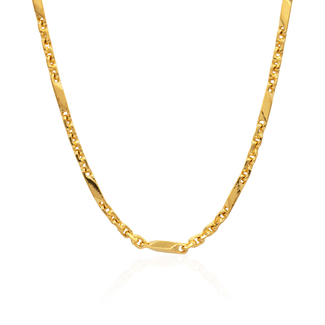 24k gold fancy link chain necklace with 4.5mm width against white background