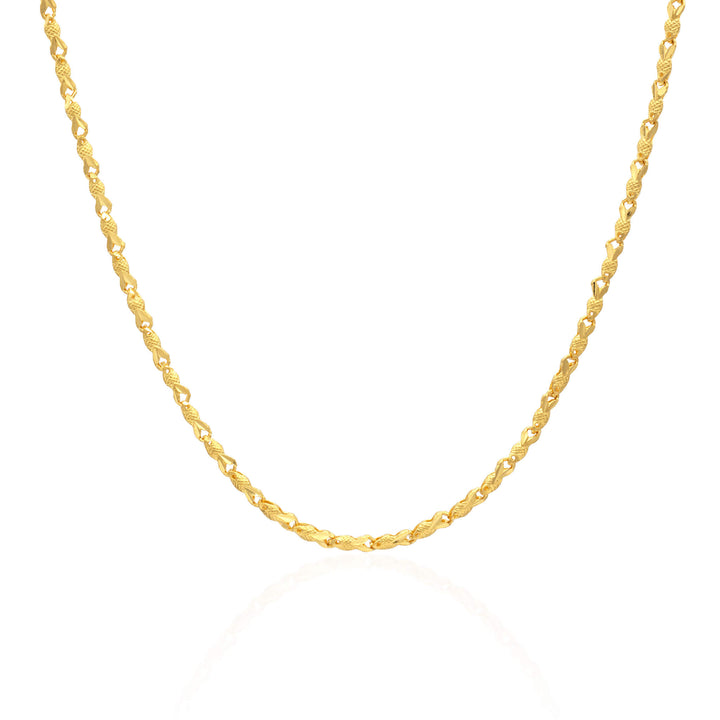 24k gold fish link necklace on a white background