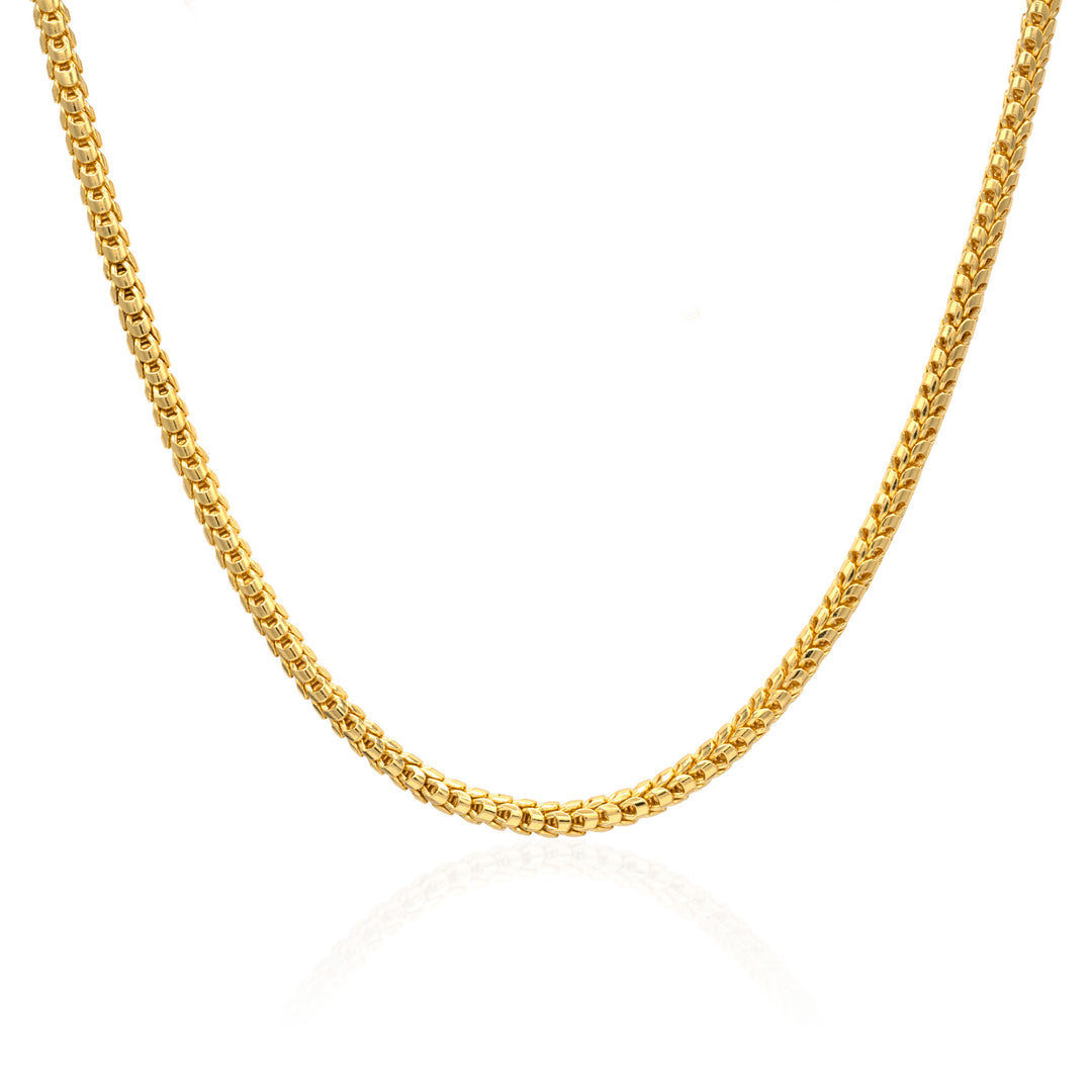 24k gold Franco chain necklace with 4.5mm width displayed against white background