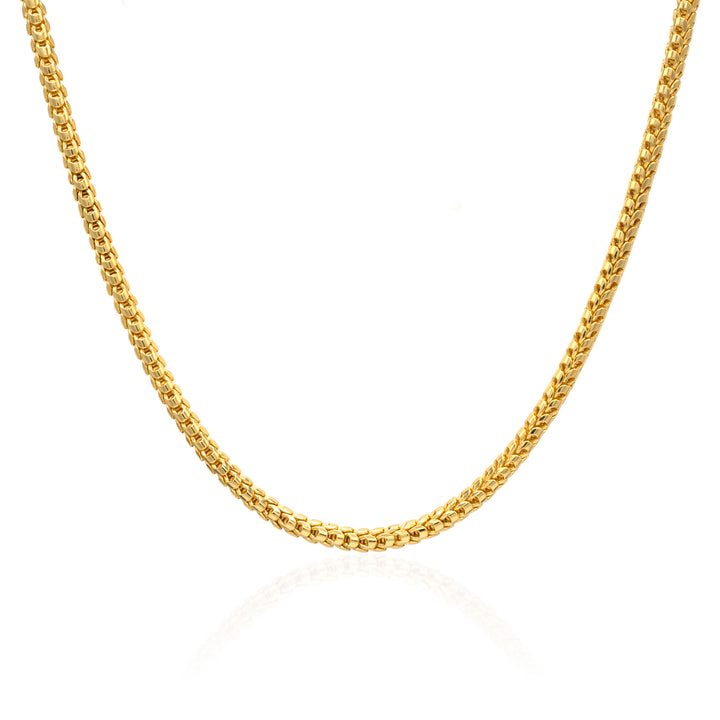 24k gold Franco chain necklace with 4.5mm width displayed against white background