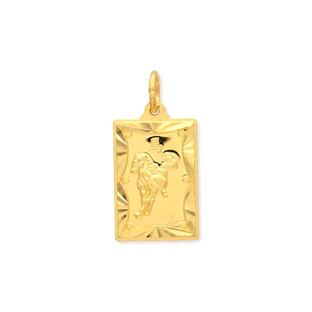 24k horse gold pendant on white background