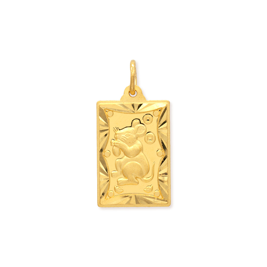 front of 24k gold rabbit zodiac pendant on white background