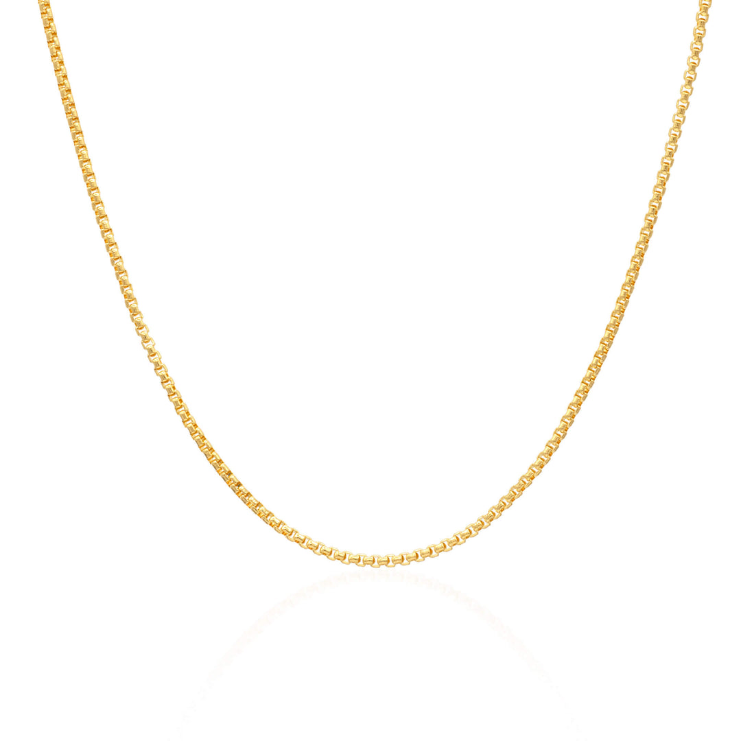 24k gold rounded box chain on white background