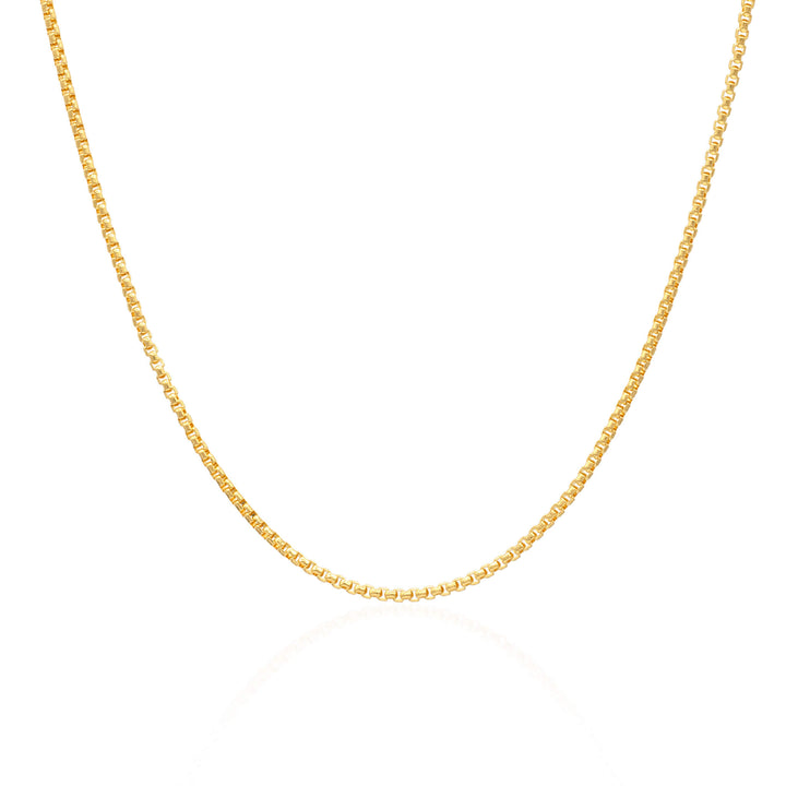 24k gold rounded box chain on white background