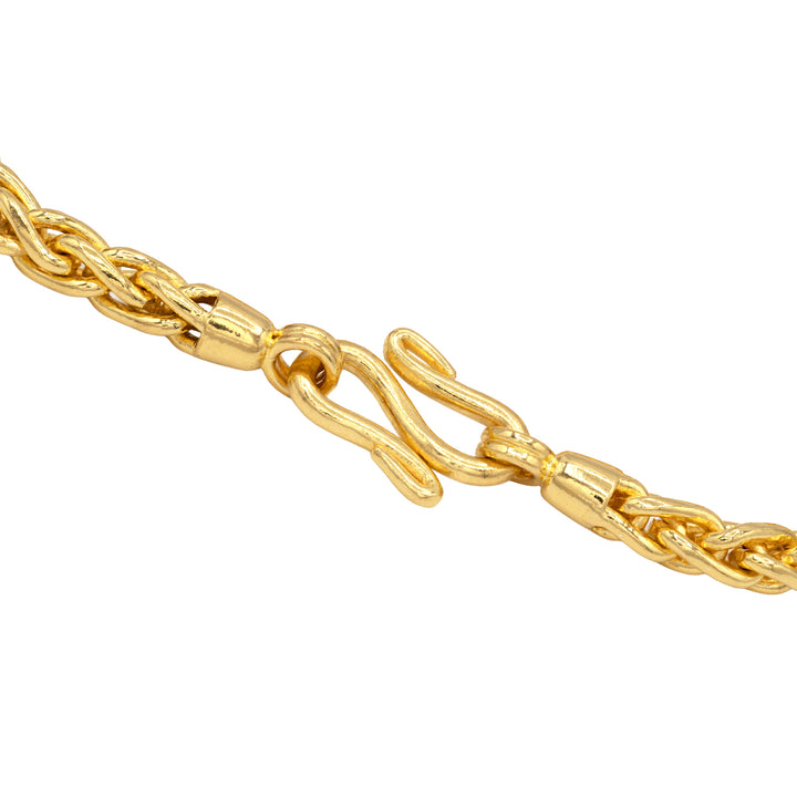S-clasp closure on 24k gold wheat bracelet