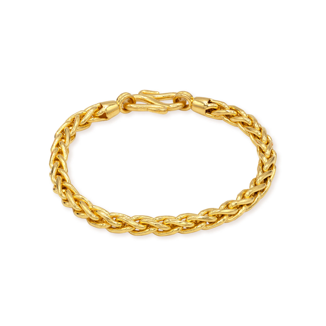 24k gold wheat bracelet 4.5x5.5mm on white background
