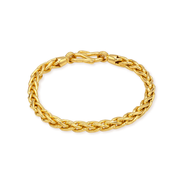 24k gold wheat bracelet 4.5x5.5mm on white background